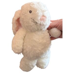 Little & Loved Plush Bunny Rattle White l Soft Shaggy Faux Fur Rabbit